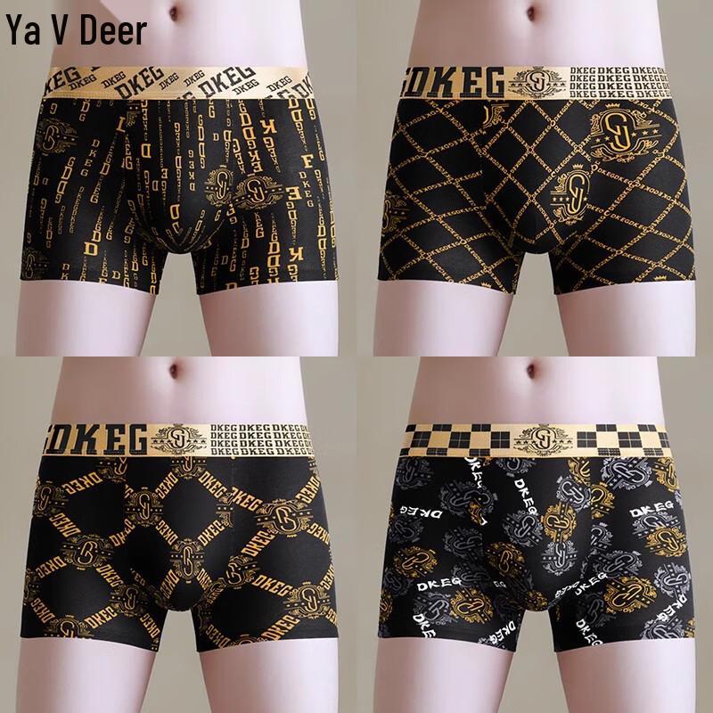 Yalu Men's Pure Cotton Boxer Briefs 4-Pack