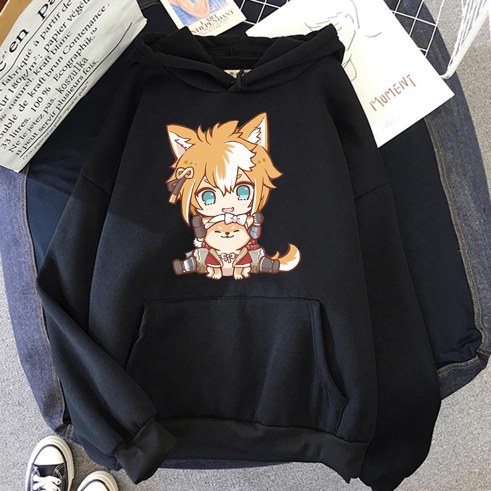 Gorou толстовка женская Harajuku графический Genshin Impact толстовки унисекс зимние мультфильм эстетические пуловеры кофты Genshin толстовка