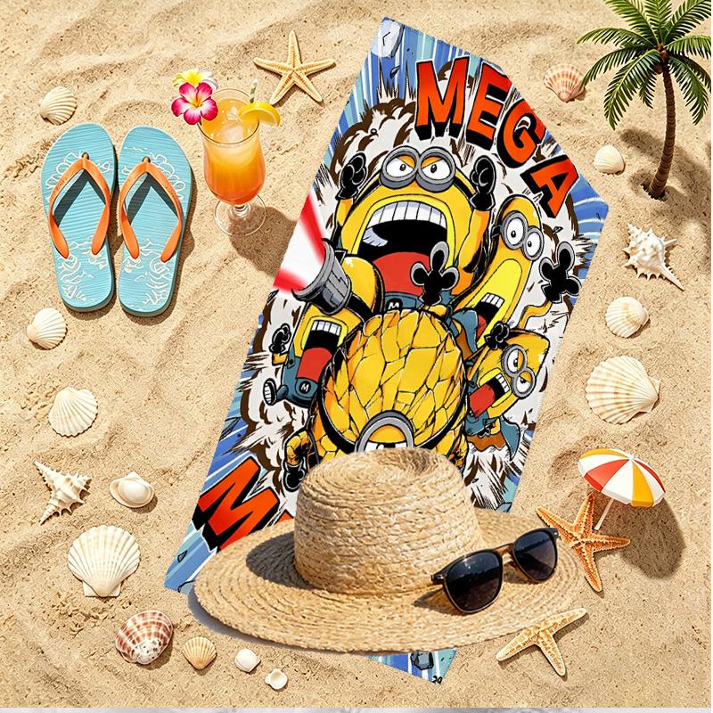 Minions Print Beach Towel, Versatile Lightweight Absorbent Beach Towel for Pool Surf Yoga Bathroom, Perfect Birthday Holiday Gift
