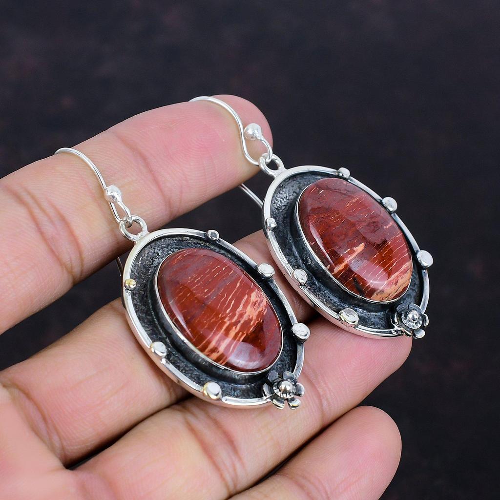 Серьги из красной змеиной яшмы, серьги из стерлингового серебра 925 пробы, серьги из натуральных драгоценных камней для женщин, подарки для мамы, стильные серьги ручной работы