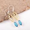Designer Swiss Blue Topaz Gemstone Jewelry, Handmade Beautiful Earrings, 925 Sterling Silver Jewelry For Wedding Gift