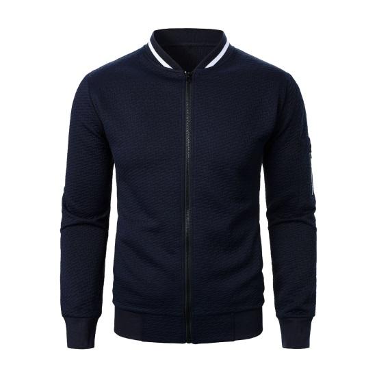 Мужская толстовка с капюшоном, жаккардовый дизайн, однотонный, длинный рукав, повседневный топ, воротник-стойка, свободный