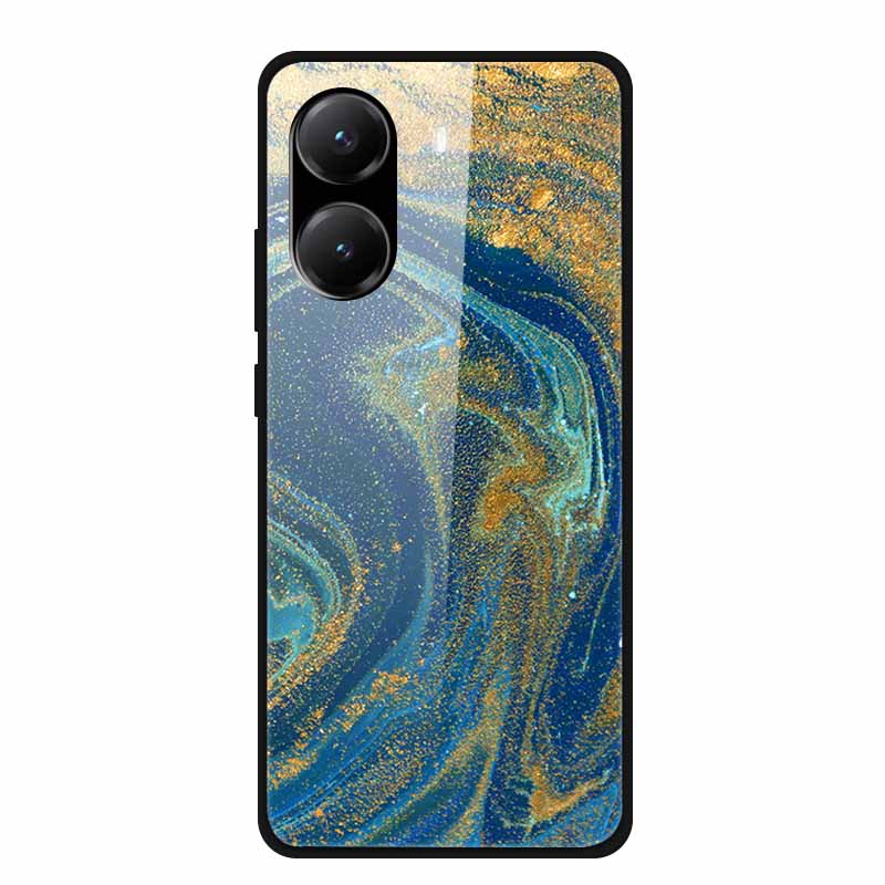 Закаленное Стекло Чехол для Poco X7 Pro Задняя Крышка ПК Жесткие Ударопрочные Чехлы для Xiaomi PocoX7 Pro Funda Мраморная Текстура Модный Coque