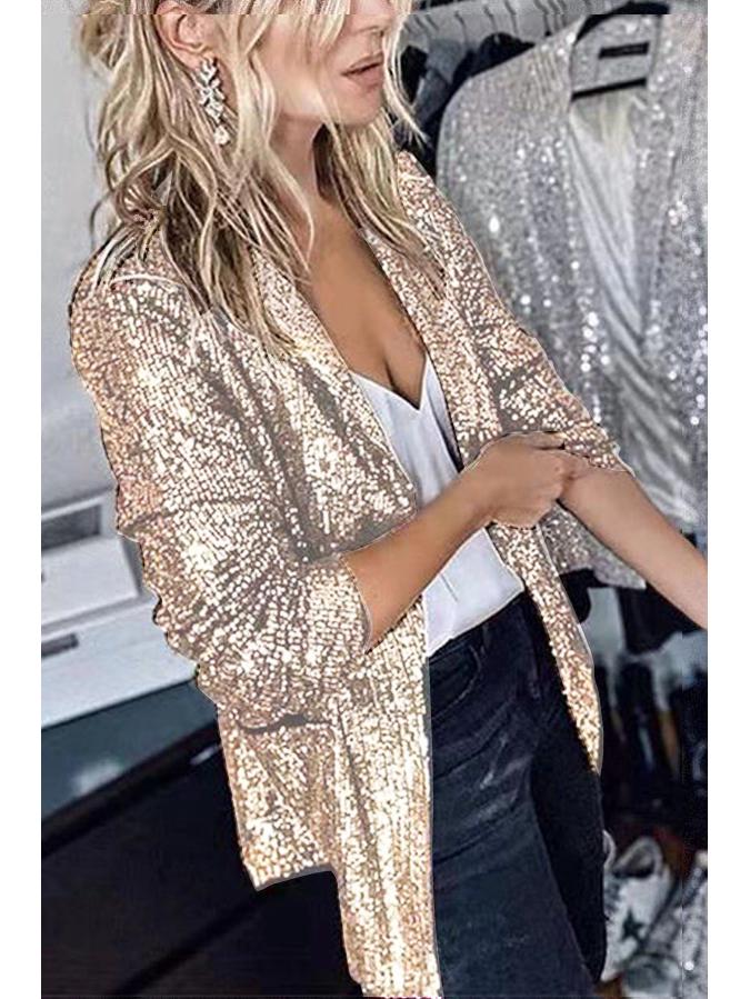 European and American Women's Sequined Long-Sleeve Autumn/Winter Blazer, 2025 Collection