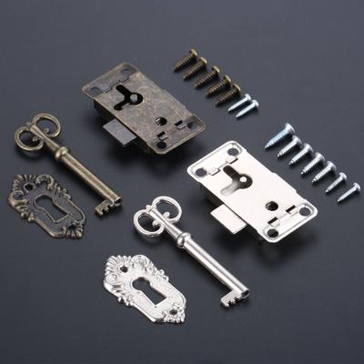 DRELD Антикварный Железный Замок для Двери Ящика Шкатулки для Украшений Деревянного Ящика Шкафа Гардероба Шкафчика Замок для Двери + Ключ Мебель Фурнитура Серебристый/Черный
