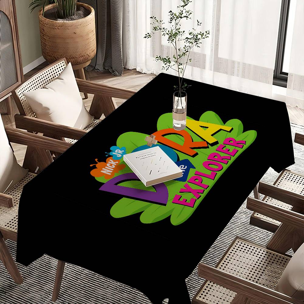 D-Dora The E-Explorer Cartoon Pattern Tablecloths Summer Washable Picnic Party Rectangle Table Cover Home Dining Decor