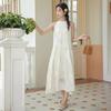 Design Sense Retro Texture Sense Flower Embroidery Sleeveless Neck Temperament Long Dress Vacation Style Dress