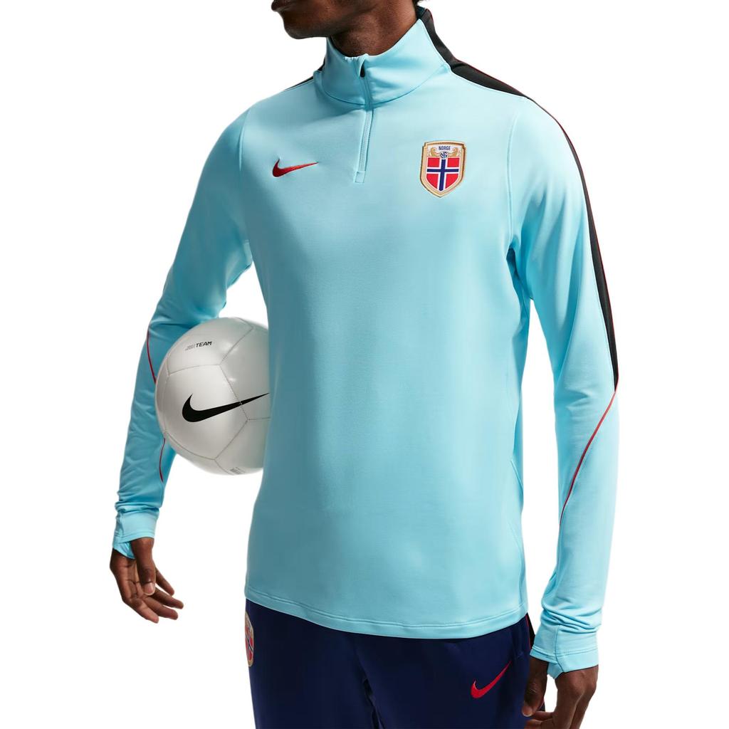 Nike Мужская футбольная футболка с длинным рукавом Dri-FIT, облегающий крой, с логотипом, на молнии до середины груди, топ IB4998-482