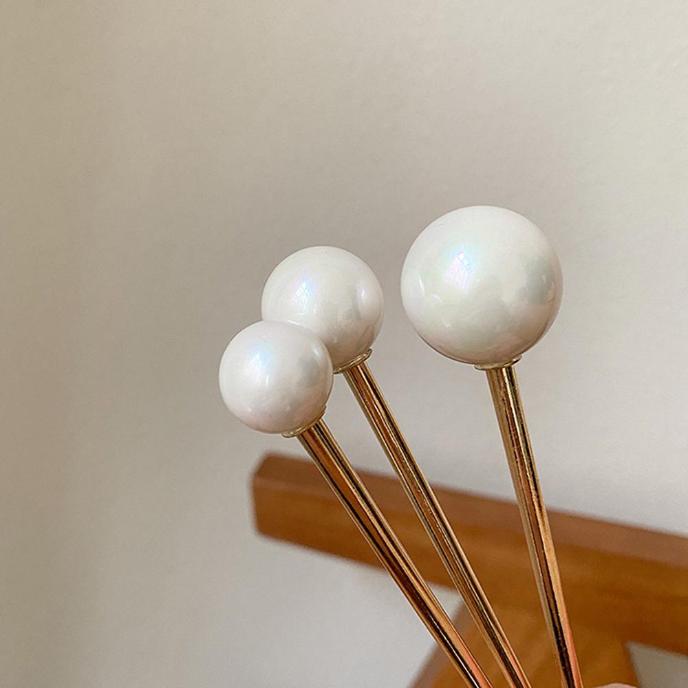 Simple Metal Headdress Bridal Hair Accessories U-shaped Hairpin Hair Style Tools Pearl Hair Stick