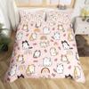 Cartoon Animal Rainbow Duvet Cover Queen Kawaii Elephant Bedding Set Kids Bedroom Decor Quilt Cover Polyester Comforter Cover