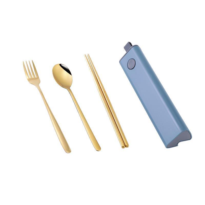 Ложка из нержавеющей стали 304, вилка, палочки для еды, набор столовых приборов, портативный набор посуды, посуда для обеда с коробкой, дорожные кухонные аксессуары