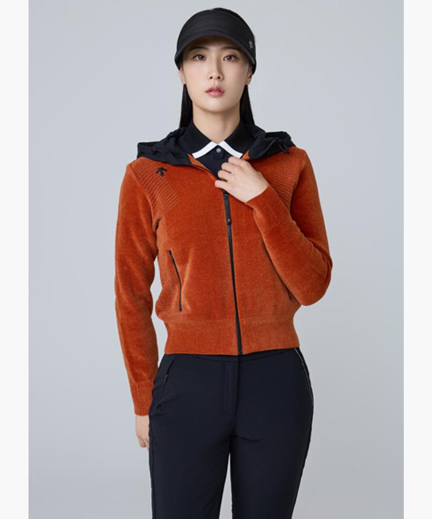 DESCENTE GOLF Women'S Chenille Hooded Zip-Up Cardigan (Dq32Wfko91)