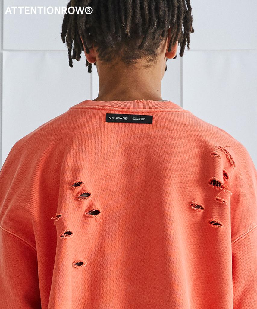 ATTENTIONROW Distressed Ver.2 Pigment Sweatshirt (8 Colors) (Type A)