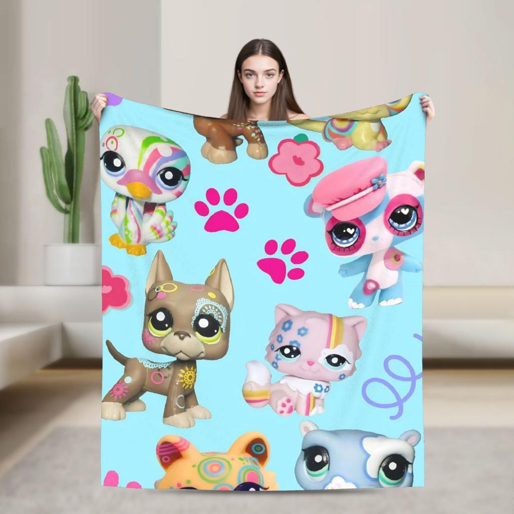 Теплое Мягкое Одеяло для Кемпинга Littlest Pet Shop Плед Фланелевое Покрывало для Улицы Новинка Чехол для Дивана-кровати
