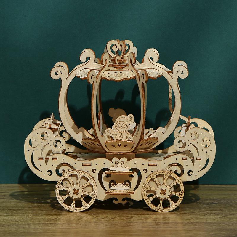 In Stock Pumpkin Car Wooden Assembled Model 3D Handmade Toys High-end Ornaments Collectibles 2023 New Cross-border Products
