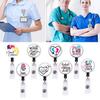 ID Name Card Clip 360 Degree Rotation Retractable Cartoon Design Doctors Nurses Work Card Holder Badge Reel Clip Office Supplies