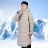 Li-Ning Пуховик средней длины с капюшоном и простым фирменным логотипом, унисекс, верхняя одежда цвета хаки YYMU151-4