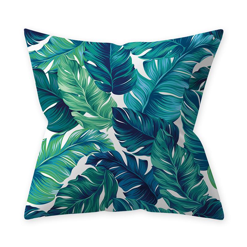 Decorative Green Throw Pillow Teal Blue Leaf Cushion Geometric Pillowcase Nordic Home Decor Sofa Living Room Polyester Pillow