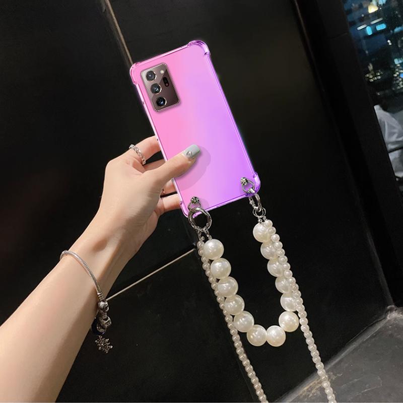 Чехол для телефона с жемчужным ремешком и ожерельем через плечо для Samsung Galaxy Note 20 Ultra 10 plus lite 9 8, браслет-цепочка с градиентом, задняя крышка