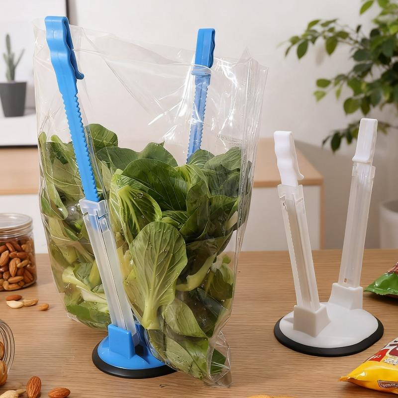 Сумка-вешалка с зажимом, регулируемая, нескользящая, держатель для пакетов для хранения еды, многоразовый, для сохранения свежести, поддержка пакетов для заморозки, кухонная принадлежность