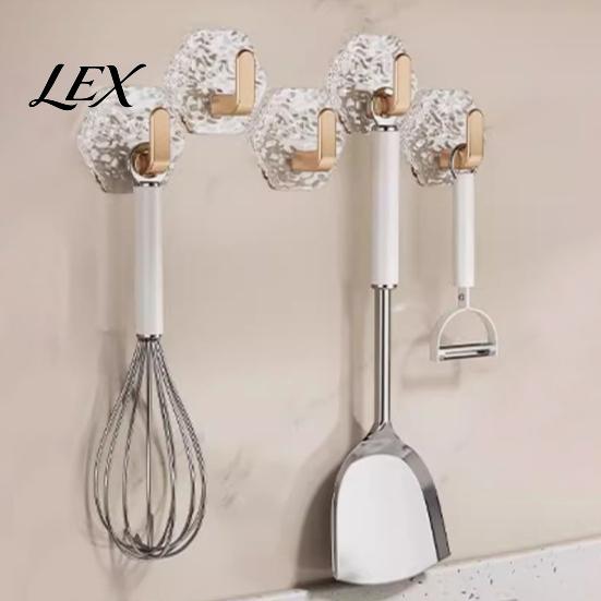 Modern Decor Hooks Acrylic Adhesive Hooks, Hexagonal Wave Shape, No Drilling Easy Installation Hook, Style Clear for Bathroom Kitchen Portable