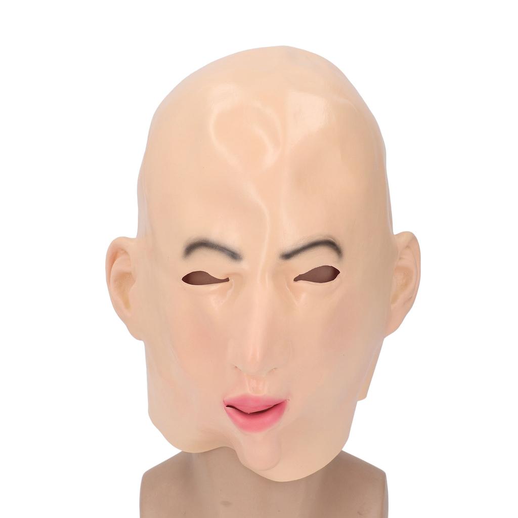 Полная голова женщины из латекса с реалистичными отверстиями для глаз, реалистичное женское лицо из латекса для косплей-вечеринки Cro