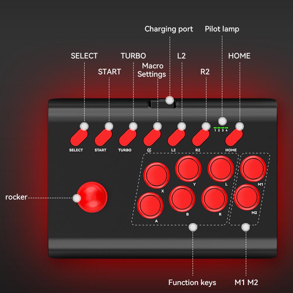 6 In 1 Retro Arcade Console Game Joystick Rocker Wireless Bluetooth Wired Fighting Controller for Nintendo Switch PS4 PS3 PC