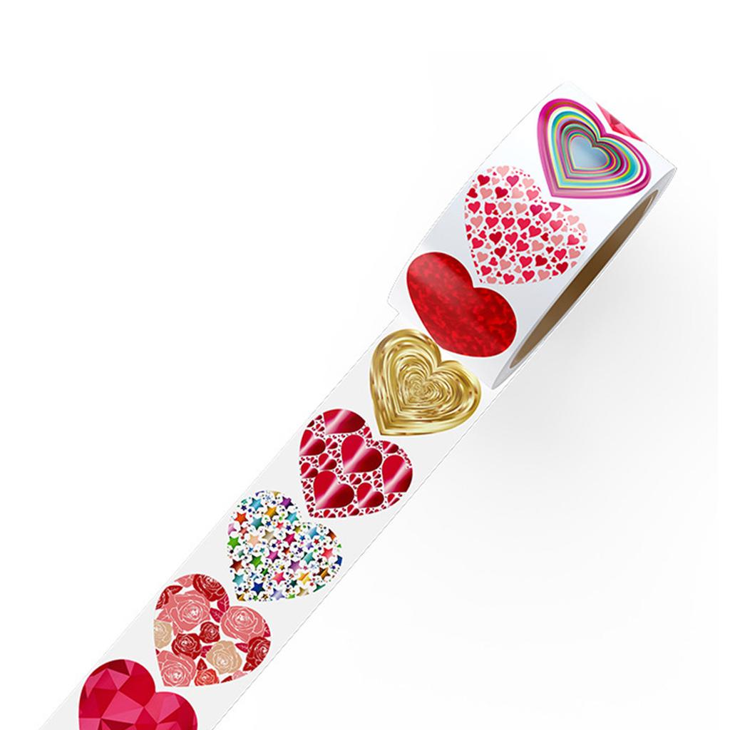1 Roll Valentine Love Heart Sticker Scrapbooking Adhesive Sparkling Sticker For Gift And Letters Wrapping and Crafting