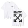 1181 Off-White 2025 Summer New White Cloud Letter Arrow Pattern Printed Short Sleeved T-shirt for Men and Women