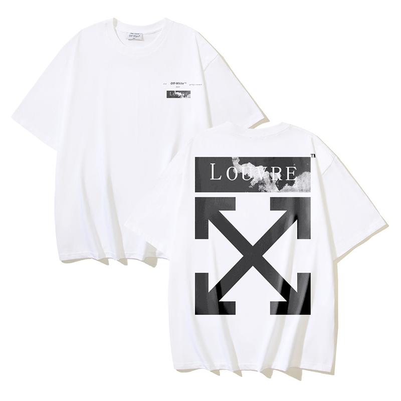 1181 Off-White 2025 Summer New White Cloud Letter Arrow Pattern Printed Short Sleeved T-shirt for Men and Women