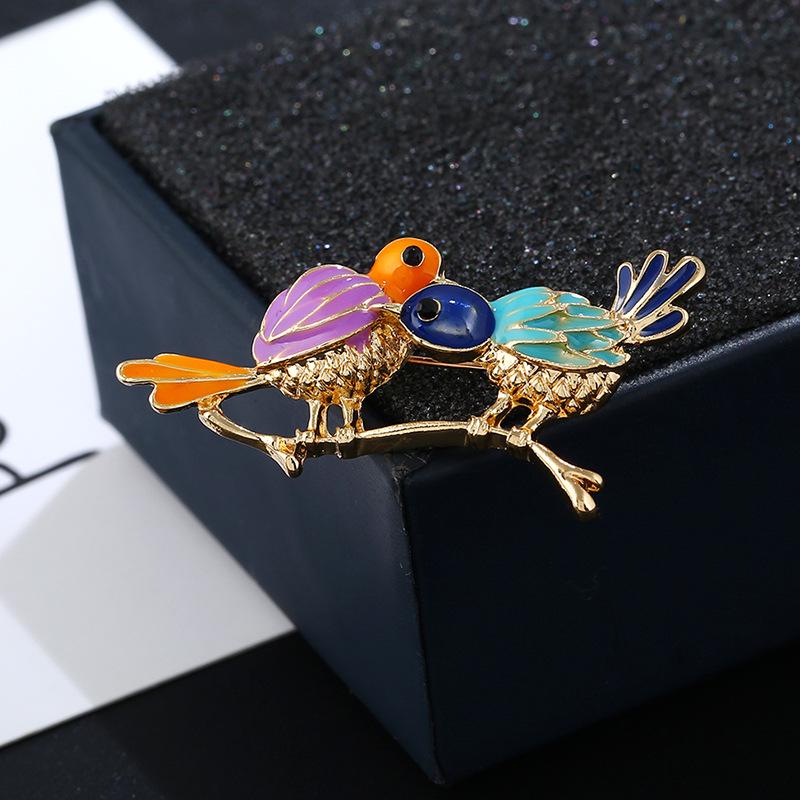 Colorful Enamel Sparrows Birds Animals Brooch Pin Corsage Brooches Fashion Jewelry Accessory