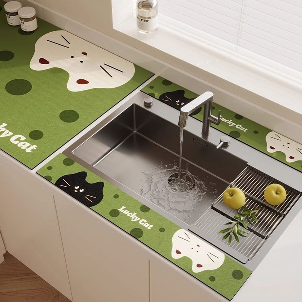 Cartoon Sink Absorbent Mat 10x60cm Coffee Pad Durable Desk Mat Kitchen Bathroom