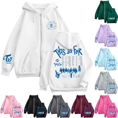 Женская повседневная модная толстовка с капюшоном на молнии с длинными рукавами и принтом