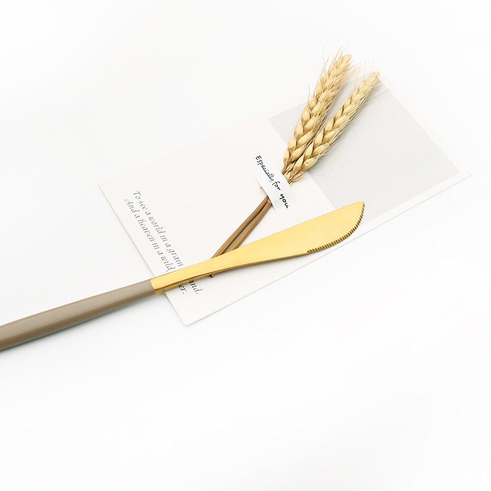 Набор столовых приборов из коричневого золота, столовое серебро, высококачественные столовые приборы, вилки, ножи, набор ложек для кухонного набора столовой посуды