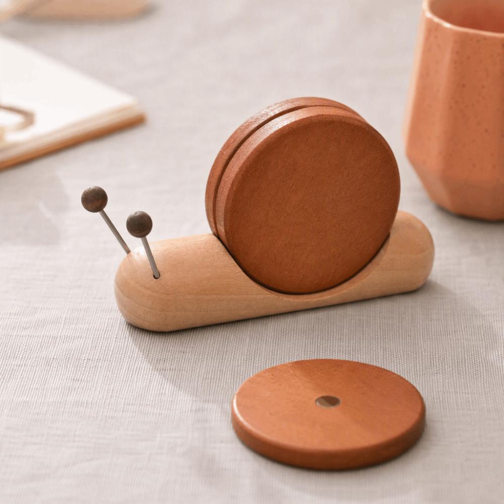 Non Slip Base Snail Coaster Set Magnetic Attachment Snail Bowl Pad Home Decoration