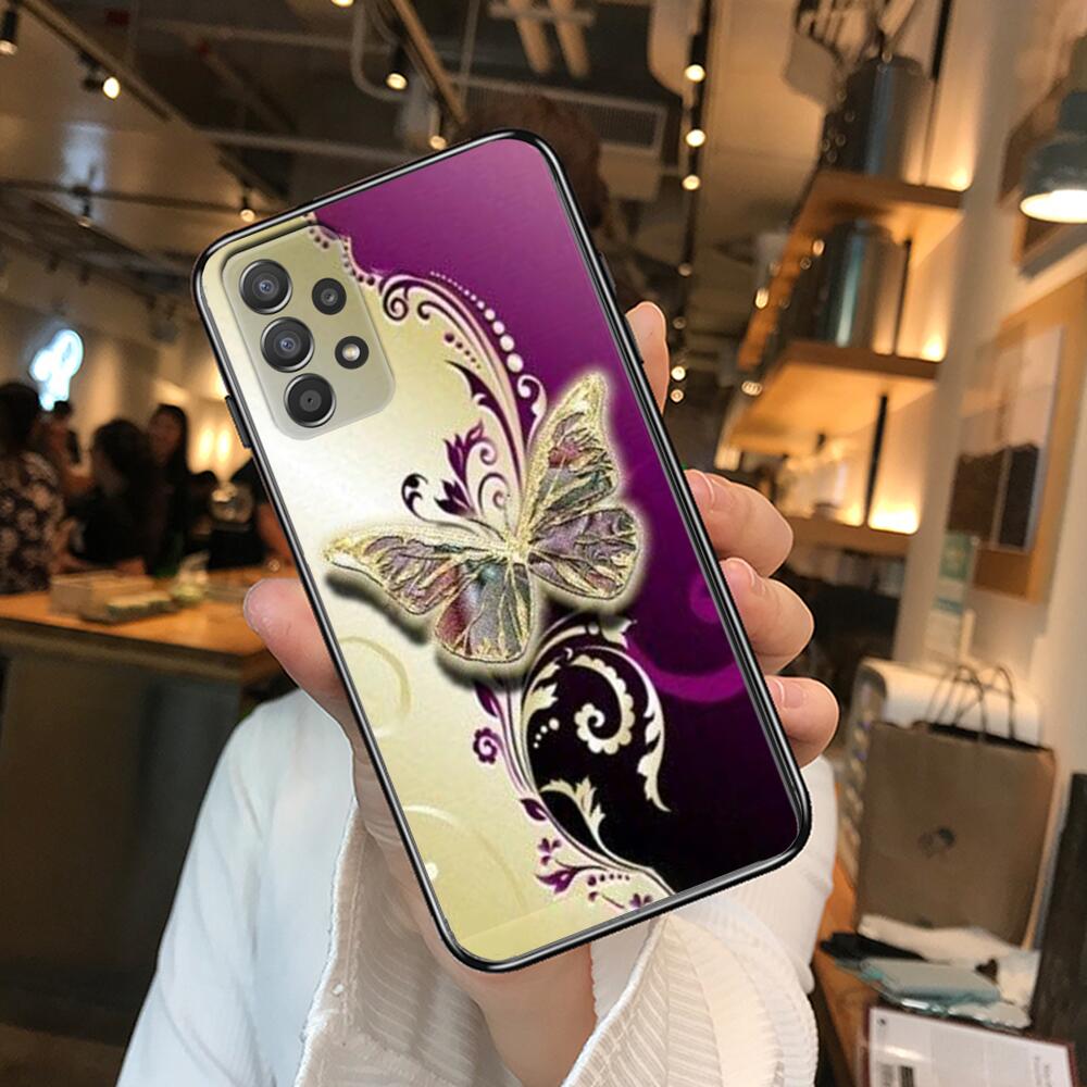 Красивый чехол для телефона с узором бабочки для Samsung Galaxy A70 A50 A51 A71 A52 A40 A30 A31 A90 A20E 5G a20s Black Shell Art