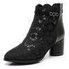 Women's Spring and Summer Hollowed Out Mesh Boots Breathable Mesh Martin Boots Versatile High-heeled Short Boots