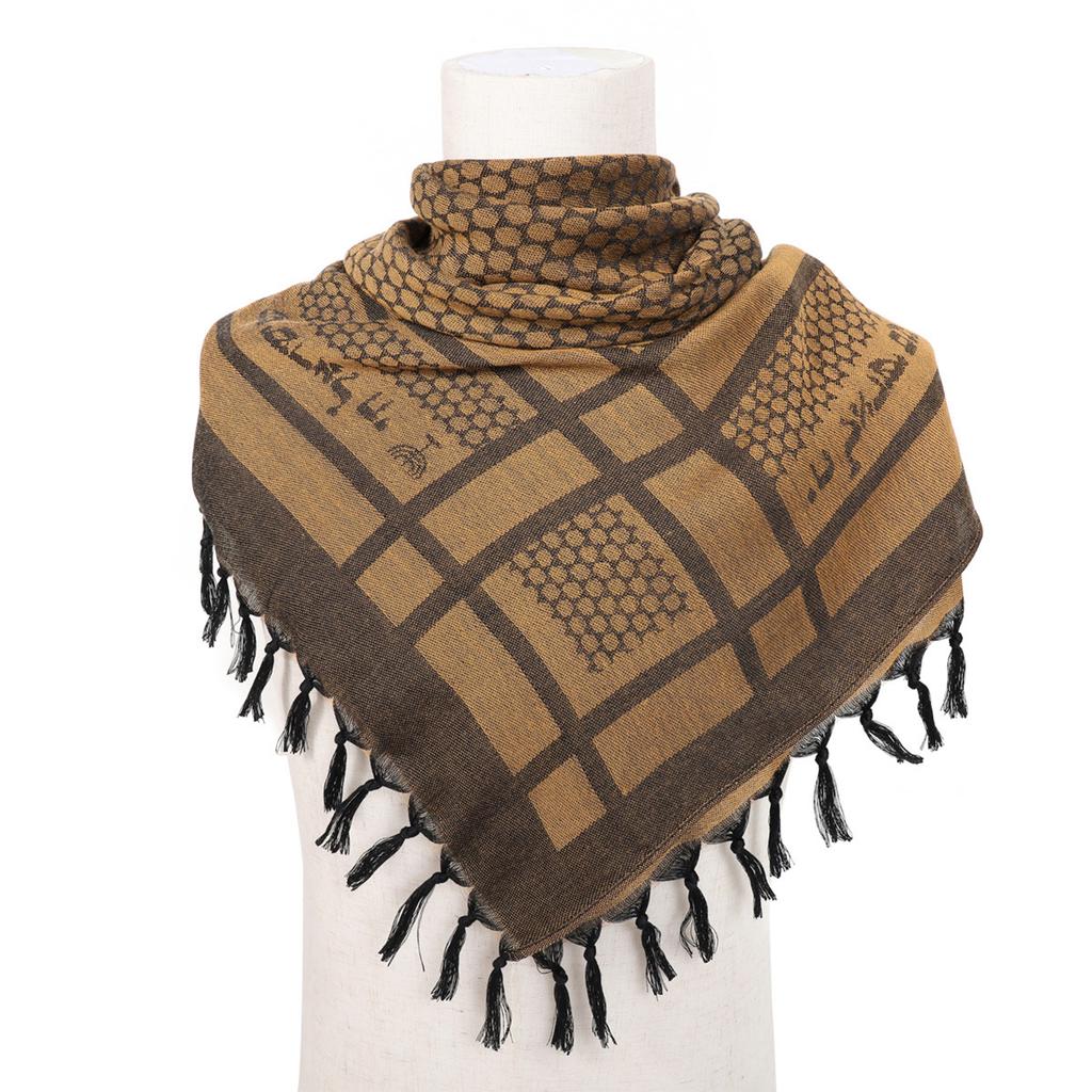 Arab Scarf Jacquard Pattern Adult Tactically Shemagh Scarf Middle Eastern Style Keffiyeh Anti Uv Dustproof Arab Scarf