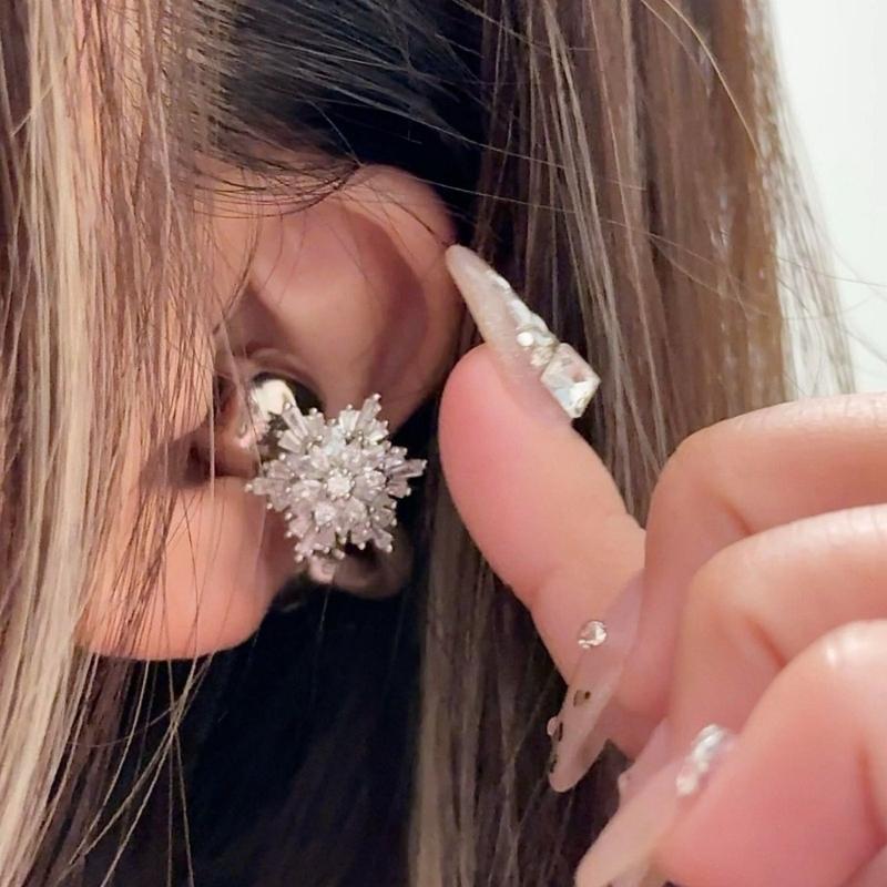 Элегантный зажим для наушников в виде снежинок со стразами, сверкающий сплав, зажим для наушников, персонализированный аксессуар своими руками.