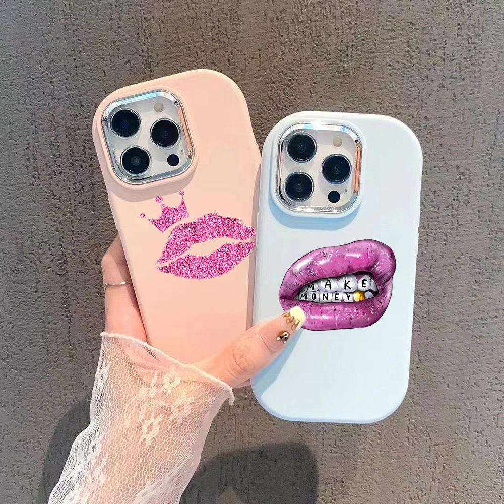 Мягкий чехол LZ20 Lips kiss для Samsung S24 Ultra S23 Plus S21 FE A16 A54 A34 A05s A06 Infinix Hot 40 30i, защитный противоударный чехол для объектива