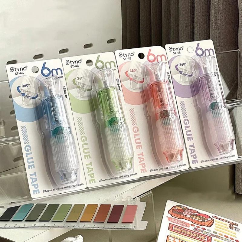 Креативный дизайн Стираемая двухсторонняя клейкая лента Ручка Стиль Простота Однотонная цветная точечная клейкая лента Стираемая декоративная лента для скрапбукинга Журнал