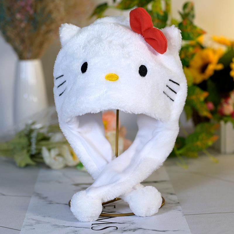 Cartoon Bunny Ear Move Hat Jumping up Toys Rabbit Girls Animal Plush Costume Cosplay Cap Kids Party for Adult Funny Anime Hat