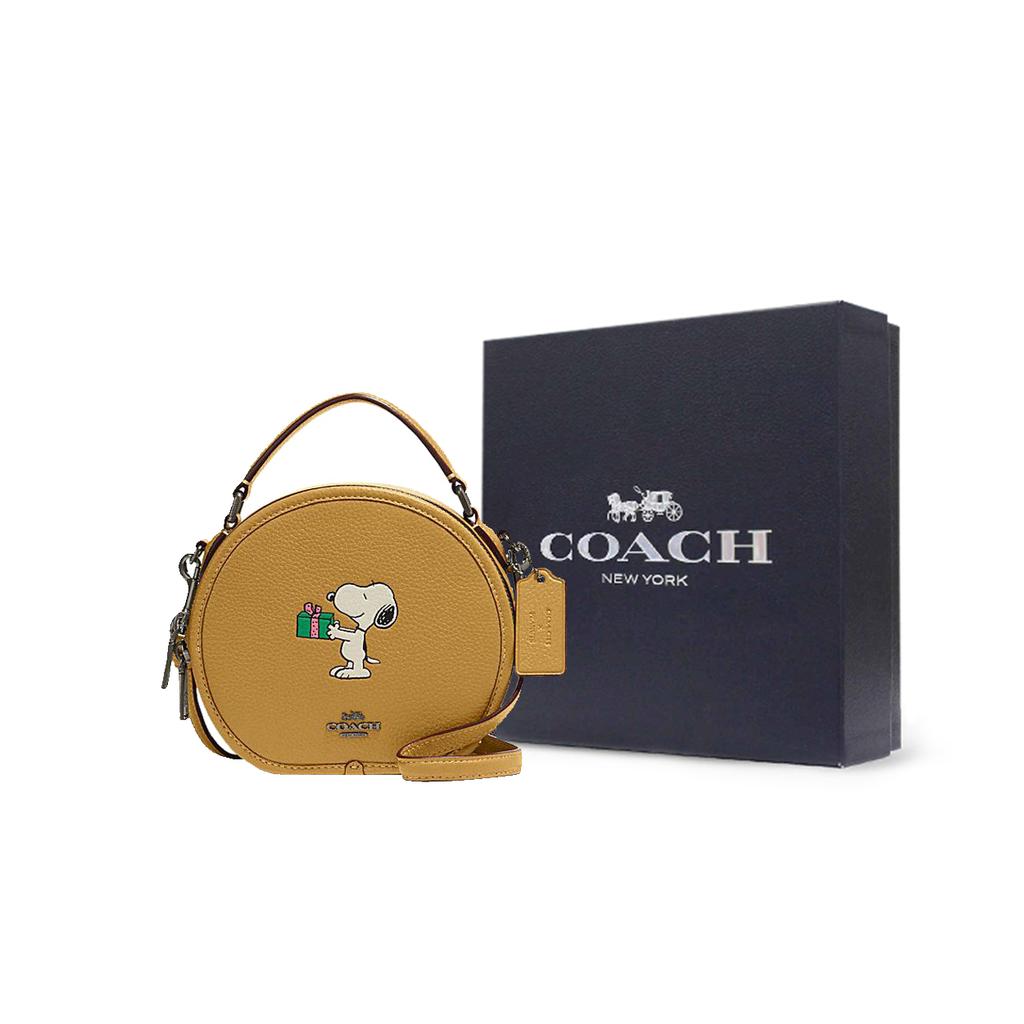 New COACH Peanuts Snoopy Collaboration Dempsey Cow Leather Handbag, Shoulder Bag, Crossbody Bag Small Women's Earth Yellow CF290-QBRQD