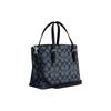 Coach Mollie Classic Monogram Сумка-тоут на молнии из покрытого холста и кожи Женская сумка-тоут Серебристый Темно-синий C4250-SVN2V