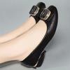 Soft Leather Shallow Mouth Single Shoes Women's 2025 Spring New Thick Heel Versatile Mother Work Leather Shoes Soft Sole Low Heel Single Shoes