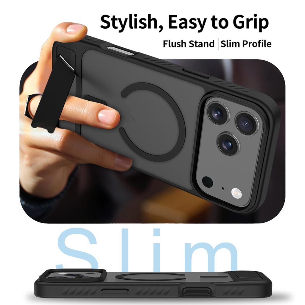 Fit iPhone 17 Pro Matte flush Stand Case, Compatible with MagSafe Shockproof Slim Protection Cover For iPhone 17 Pro Max