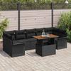 Garden Sofa Set with Cushions 8 pcs Black