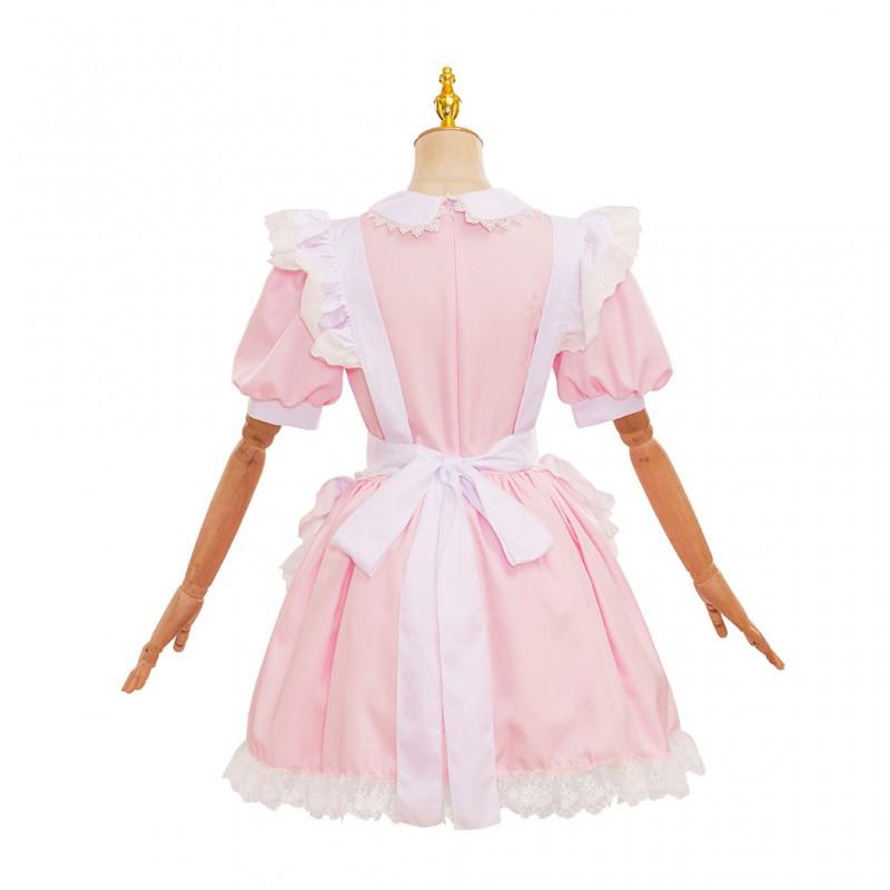 Cute Maid Outfit Pink Lolita Cosplay Costume Anime Role Play Dress Girls