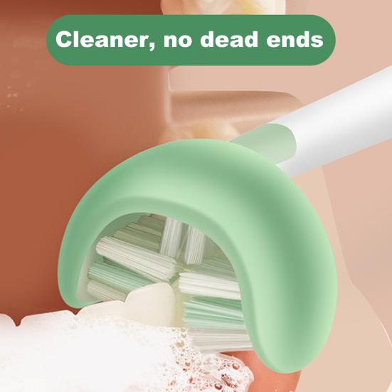 Детская зубная щетка Удобная ручка U-образного типа Безопасный компактный креативный инструмент для ухода за полостью рта Прочная трехсторонняя детская зубная щетка