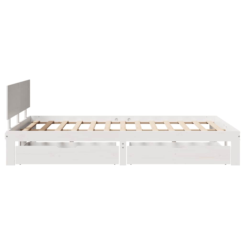 Solid Wood Bed with Drawers White 120x200 cm Pine